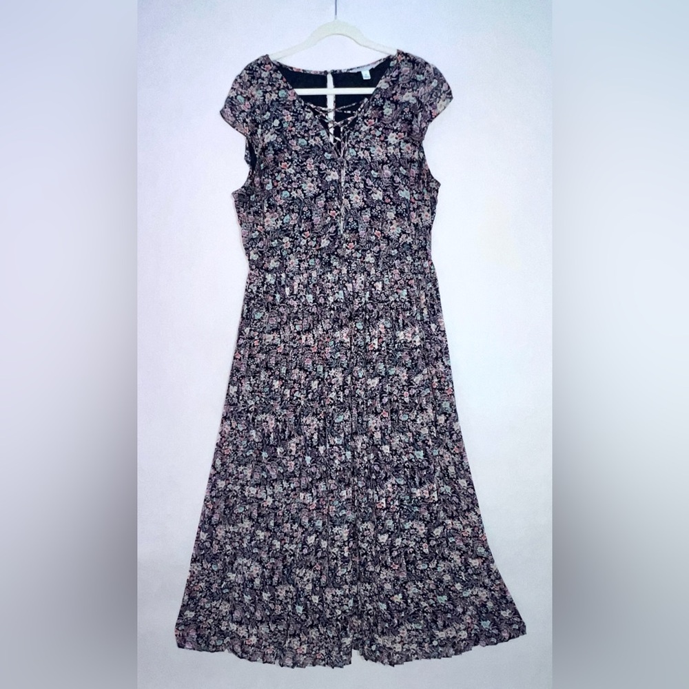 Ashley Nell Tipton for Boutique Floral Lace up Floral Maxi Dress Sz 0X or 20